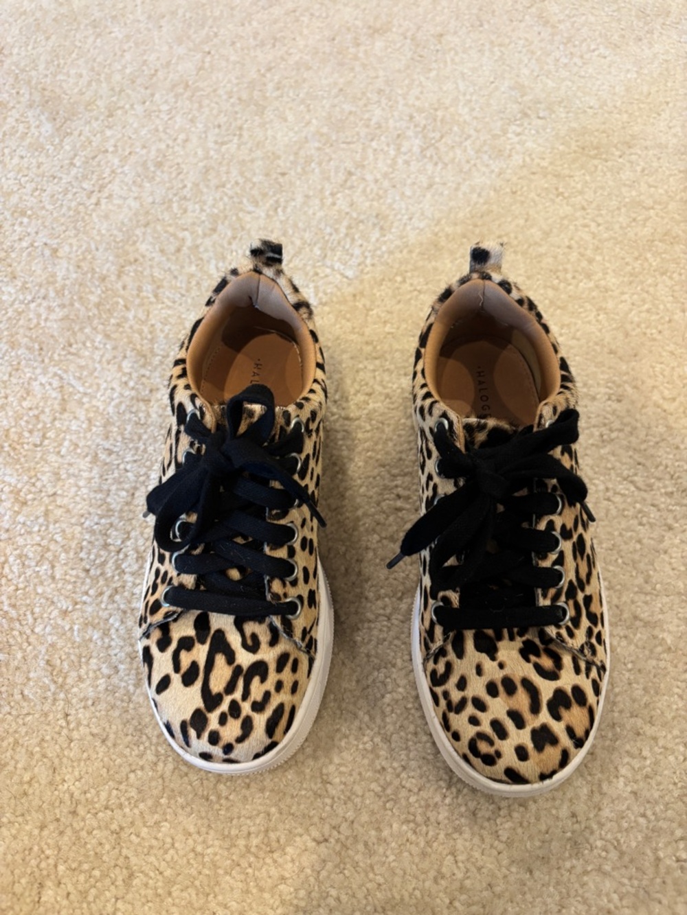 Halogen Leopard Print Lace-Up Sneakers - Black & Tan